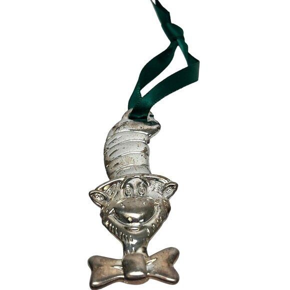 Dr. Seuss Cat In The Hat Pewter Christmas Ornament With Green Ribbon - Picture 1 of 5